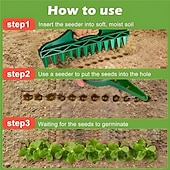 economico Giardinaggio-Set di attrezzi per seminatrice manuale da giardino, semina rapida a 12 fori, spargisemi per giardinaggio, distanziatore portatile per semi, perforatore per il terreno per piantare semi e allentare il