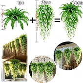 levne Umělé rostliny a zeleň-4 ks/sada umělých nástěnných závěsů s kamélií v kombinaci s bostonskými kapradinami, velká umělá venkovní zeleň a květiny, vhodné pro venkovní svatby, moderní zahradní dekorace