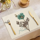 Χαμηλού Κόστους Placemats &amp; Coasters &amp; Trivets-Τραπεζομάντιλο με πεταλούδα ίριδας τεσσάρων εποχών, ορθογώνιο κάλυμμα τραπεζιού από 100% πολυεστέρα, σχέδιο με λουλουδάτο μοτίβο πεταλούδας, πλένεται στο πλυντήριο, ανθεκτικό στη θερμότητα,