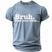  Bruh Read Your Bible Funny Christian Men's Sarcastic Religious Meme T Shirt Graphic Crew Neck Short Sleeve Church Youth Group Gift for Son Designer Clothing Apparel