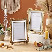 cheap Sculptures-1PC, Featuring Rococo Baroque Three-dimensional Relief Carving Technique. This Decorative Photo Frame for Home And Wedding Wse Is Suitable for Both Tabletop Display And wall Hanging