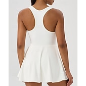cheap Women's Tennis Dress-Women's Solid Colored Tennis Dress with Shorts Sports Dress Sleeveless Pocket Elastic Sweat-Wicking Breathable Tennis Golf Running Scoop Neck Dress Black White Green Tennis Clothing