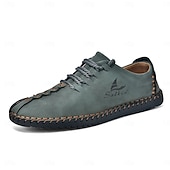 billiga Snygga snörskor-Handsydda snörskor för män, mjuka och bekväma loafers i vintagestil, lämpliga för vardagsbruk, resor, stadspromenader och eleganta vardagsutflykter.