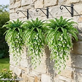 levne Umělé rostliny a zeleň-4 ks/sada umělých nástěnných závěsů s kamélií v kombinaci s bostonskými kapradinami, velká umělá venkovní zeleň a květiny, vhodné pro venkovní svatby, moderní zahradní dekorace