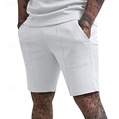 voordelige Sweat short-Voor heren Sweat short Korte broek Zomer korte broeken Casual korte broek Zak Elastische taille Effen kleur Comfort Ademend Knielengte Casual Buiten Vakantie Vakantie Modieus Zwart Wit Micro-elastisch