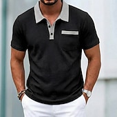 voordelige Klassieke polo voor heren-Voor heren Golfshirt Wafelgebreid poloshirt Casual liiketoiminta Klassiek Korte mouw Modieus Modern Effen Kleur Zak Kleurenblok Zomer Lente Normale pasvorm Zwart Wit Koningsblauw Groen Khaki Grijs
