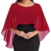 voordelige Cape-Damesomslag Bolero Moeder Wraps Bruids Wraps Wraps voor bruiloftsgasten Elegant Dames Formele Stijl Mouwloos Chiffon Bruiloftsomslagen Met Pure Kleur Voor Dagelijks Lente zomer