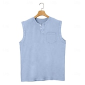 levne Tílka na cvičení-SoftFade™ Pánský tank top vesta podkošile bez rukávů košile bez rukávů Henley léto jednobarevné základní kapsa knoflíky volný dovolená street fialová tričko pro muže