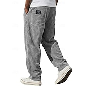 ieftine pantaloni casual-Bărbați Pantaloni Pantaloni Corduroy Pantaloni de iarnă Pantaloni casual Pantaloni largi Cordon Picior drept Culoare solidă Confort Απαλό Lungime totală Casual Zilnic În aer liber Modă Stil Clasic