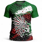  Maglia da calcio da uomo ispirata al Messico – t-shirt grafica verde, bianca e rossa per tifosi, realizzata in tessuto a rete traspirante ad asciugatura rapida e con protezione UPF50+ per la stagione