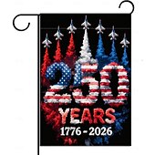 olcso 250. évforduló-2 db-os, az USA 250. évfordulójára tervezett kerti zászló hazafias sassal, kereszttel és "egy nemzet Isten alatt" felirattal, tartós kültéri udvari dekoráció ünnepségekre