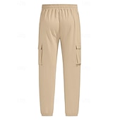 preiswerte Urlaub-Herren Cargo-Hosen Leinenhosen Hose Sommerhose Strandhose Kordelzug Elastischer Bund Mehrere Taschen Einfach Komfort Atmungsaktiv Täglich Outdoor Strand Urlaub Mode Schwarz Weiß Unelastisch