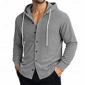 abordables Camisas informales elegantes para hombre-Hombre Camisa Camisa casual Camisa de Pana Abotonar la camisa Negro Blanco Verde Claro Rojo Azul Marino Manga Larga Plano Con Capucha Casual Diario Con Capucha Ropa Elegante Moda Casual