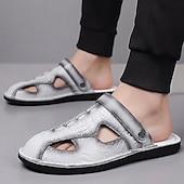 economico Sandali casual-Sandali da pescatore da uomo marroni con texture coccodrillo, cinturino posteriore, traspiranti, aperti, comodi, scarpe estive, calzature casual retrò da uomo, adatte per gite in spiaggia e viaggi di vacanza.