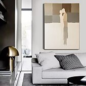 cheap People Paintings-oil painting handmade Minimalist Couple Painting Abstract Love Line Canvas for Modern Romantic Decor Abstract Couple Wall Art Warm Tones Painting for Bedroom Decor