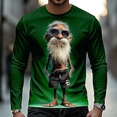 abordables Camisetas 3D-Hombre Old Man Camiseta Manga Larga Camiseta Impresión 3D Cuello Barco Camisa Casual Diario Vacaciones Calle Azul Piscina Negro Rojo Verano Primavera Otoño Ropa S M L XL 2XL 3XL