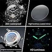 economico Orologi meccanici-Orologio automatico da uomo Olevs Skeleton, lussuoso orologio da polso da lavoro bicolore in acciaio inossidabile con calendario multifunzione, orologio meccanico analogico luminescente impermeabile,