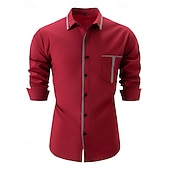 voordelige Overhemden met knopen voor heren-Voor heren Overhemd Button-down overhemd Lapwerk Casual Dagelijks Zwart Wit Rood Marineblauw Lange mouw Strijkijzer Zomer Lente Kleding Zak