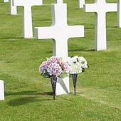 economico Fiore finti-2/4 vasi da cimitero con punte per il giorno della memoria, paletti da giardino pasquali da esterno, decorazioni per lapidi a tema casa, esposizione di piante stagionali, decorazione del cimitero