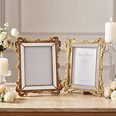 cheap Sculptures-1PC, Featuring Rococo Baroque Three-dimensional Relief Carving Technique. This Decorative Photo Frame for Home And Wedding Wse Is Suitable for Both Tabletop Display And wall Hanging