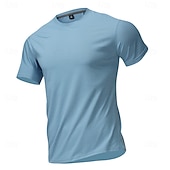 cheap Men's Casual T-shirts-Men's T Shirt Short Sleeve Shirt Tee Top Short Sleeve Crew Neck Summer Spring Solid Color Streetwear Stylish Leisure Quick Dry Slim Daily Vacation Sport Black Blue Grey Top Tee for Men