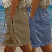 ieftine Pantalonii-Pachete multiple 2 buc pantaloni scurți pentru femei 100% bumbac pantaloni scurți de vară pantaloni scurți de plajă pantaloni scurți la modă vacanță pantaloni scurți de bază natural simplu buzunare laterale decupate confort respirabil neelastic stradă cas
