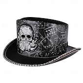 abordables Accessoires et plus-Punk &amp; Gothique Médiéval Steampunk Haut-de-forme Médecin de la peste Fleuri Crâne Déguisement Homme Fantaisie Halloween Carnaval Performance LARP Foire de la Renaissance Adulte Chapeau
