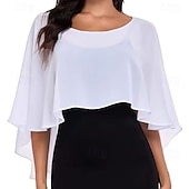 voordelige Cape-Damesomslag Bolero Moeder Wraps Bruids Wraps Wraps voor bruiloftsgasten Elegant Dames Formele Stijl Mouwloos Chiffon Bruiloftsomslagen Met Pure Kleur Voor Dagelijks Lente zomer