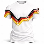  Maillot de football homme Allemagne blanc à chevrons noirs, rouges et dorés, en mesh respirant, protection UPF50+, idéal pour les tournois et l'entraînement.