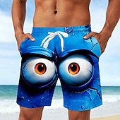 billiga Retro Vintage &amp; Etik-Herr 3D Print 3D-seriefigur Stora ögon Badshorts Baddräkter Badshorts Boardshorts Medium Midja Rolig Strandsemester Sidfickor Mesh foder Elastisk dragsko i midjan Designer Kläder
