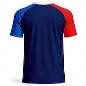  Uniseks Frankrijk Voetbalzomer Wereldwijde wedstrijd Truien Trainingsshirt Hardloopshirt Zomer Kleurenblok Korte mouw UPF 50 Sneldrogend Ademend Informeel Hardlopen Joggen Fitness Marineblauw