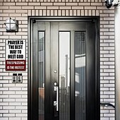 preiswerte Wandskulpturen-Metallschilder „Betreten verboten“ – Privatgrundstück – Witziger Spruch: „Das Gebet ist der beste Weg, Gott zu begegnen, Hausfriedensbruch der schnellste.“ Robuste Wanddekoration für Haus, Garten,