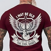 cheap Music &amp; Instrument Graphic T shirts-Men's I May Be Old But I Got To See All The Cool Bands Electric Guitar Wings Shield Retro Rock N Roll Music Lover T Shirt Graphic Crew Neck Regular Fit Casual Concert Designer Clothing Apparel S M L X