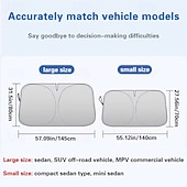 baratos Para-sóis e Viseiras para automóveis-Protetor solar dobrável para para-brisa de carro, refletor prateado contra raios UV, bloqueia o calor e mantém o veículo fresco, tamanho universal para a maioria dos sedãs, SUVs e caminhonetes,