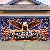 billiga 250:e årsjubileum-Dekorationer för garageporten till amerikansk självständighetsdag, fyrverkerier, amerikansk flagga, patriotisk bakgrund för garageporten, dekorationer för amerikansk flagga, frihetsminnesfest