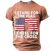 cheap Patriotic 250 T-shirts-Memorial Day I Stand For The Flag I Kneel For The Cross Men's Bible American Flag Kneeling Soldier Christian Cross Patriotic Graphic T Shirt Vintage Casual Tee Designer Clothing Apparel