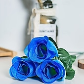 abordables Fleurs artificielles-Lot de 50 roses artificielles réalistes avec tiges et feuilles, idéales pour la décoration intérieure, les centres de table de mariage, les hôtels et bureaux, les cadeaux de mariage à faire soi-même,