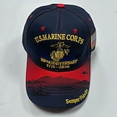 billige U.S. 250-årsjubileum-U.S. Marine Corps 250-årsjubileumsbaseballcaps 1775-2025, brodert militærhatt med Semper Fidelis, amerikansk flagg, rød &amp;blå patriotisk justerbar lue