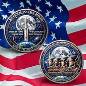  Gedenkmünze zur Artemis-II-Mondmission 2026 – Hommage an die Erde und den Mond, Sammlerstück für Astronauten und Raketen, Erinnerungsstück an die historische Mondlandung