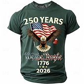  2026年7月4日 250周年 男性用 おかしい Tシャツ 半袖 Tシャツ 3Dプリント クルーネック シャツ ファッション デザイナー シンプル カジュアル 日常 パーティー レイクブルー ブラック ルビーレッド 夏 春 衣類 S M L XL XXL XXXL