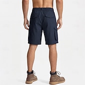 cheap Classic-Men's Tactical Cargo Cargo Shorts Shorts Casual Shorts Drawstring Pocket Elastic Waist Plain Comfort Breathable Knee Length Casual Outdoor Beach Vacation Fashion Black Navy Blue Inelastic