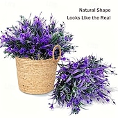 economico Fiore finti-12 bouquet di fiori artificiali viola brillante con protezione UV, piante artificiali realistiche, adatte per decorazioni interne ed esterne, perfette per appendere fioriere e giardini.