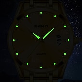 economico Orologi al quarzo-Orologio da polso di lusso da uomo in oro, al quarzo, elegante e alla moda, con bracciale a maglie in acciaio inossidabile, datario, impermeabile, orologio classico ed elegante, regalo perfetto per