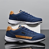 baratos Sapatos Casuais com Cadarço-Homens Casual Ao ar livre Pele PU Com Cadarço Preto Azul Verão Primavera Outono