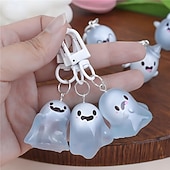 cheap Home Supplies-6 Pcs Glow in The Dark Ghost Keychains,  Cute Kawaii Mini Cartoon Resin Ghost Key Chain Charms for Backpacks, Bags, Halloween Party Favors, Gifts for Kids Adults