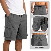 cheap Classic-Men's Tactical Cargo Cargo Shorts Shorts Casual Shorts Drawstring Pocket Elastic Waist Plain Comfort Breathable Knee Length Casual Outdoor Beach Vacation Fashion Black Navy Blue Inelastic