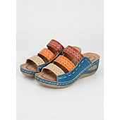 preiswerte Rutschsandalen-Orthopädische Keilsandalen für Damen im Bohemian-Chic-Stil – kräftige, mehrfarbige Riemen, bequeme Fußgewölbeunterstützung, trendiges Sommerschuhwerk