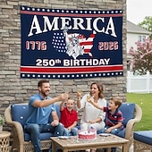 お買い得  250周年-アメリカ建国250周年記念愛国的な壁掛けタペストリー（1776-2026）、鷲、自由の鐘、自由の女神像、赤と青の色、ホリデーデコレーションの背景用
