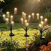 tanie Światła ścieżki i latarnie-2-częściowe solarne lampy ogrodowe w kształcie meduz, wodoodporna ścieżka ogrodowa LED &amp;lampy do trawników, dekoracyjne lampy naziemne na patio