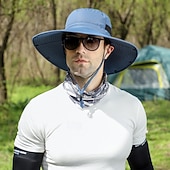 voordelige Sport &amp; Outdoor Accessoires-Zonnehoed Wandelhoed Vispet Hoed Kampeerhoed waterdicht Zonbescherming UV-Bescherming Zomer Lente Herfst Trekkoord Brede rand met nekflap Voor heren Vissen Activiteit